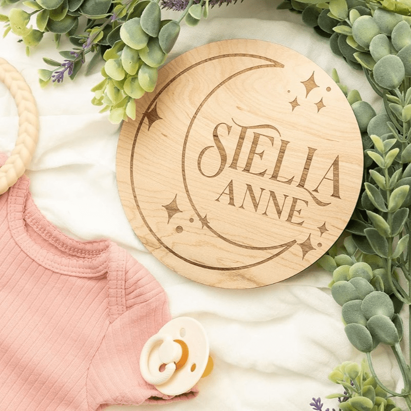 Personalized Wooden Children's Announcement Sign for Gender Reveals Baby Showers and Hospital Visits