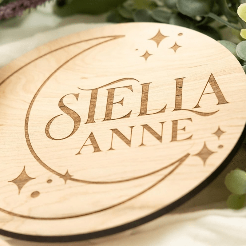 Personalized Wooden Children's Announcement Sign for Gender Reveals Baby Showers and Hospital Visits