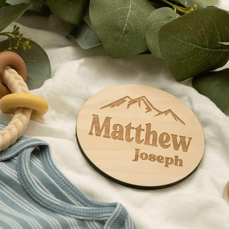 Personalized Wooden Children's Announcement Sign for Gender Reveals Baby Showers and Hospital Visits