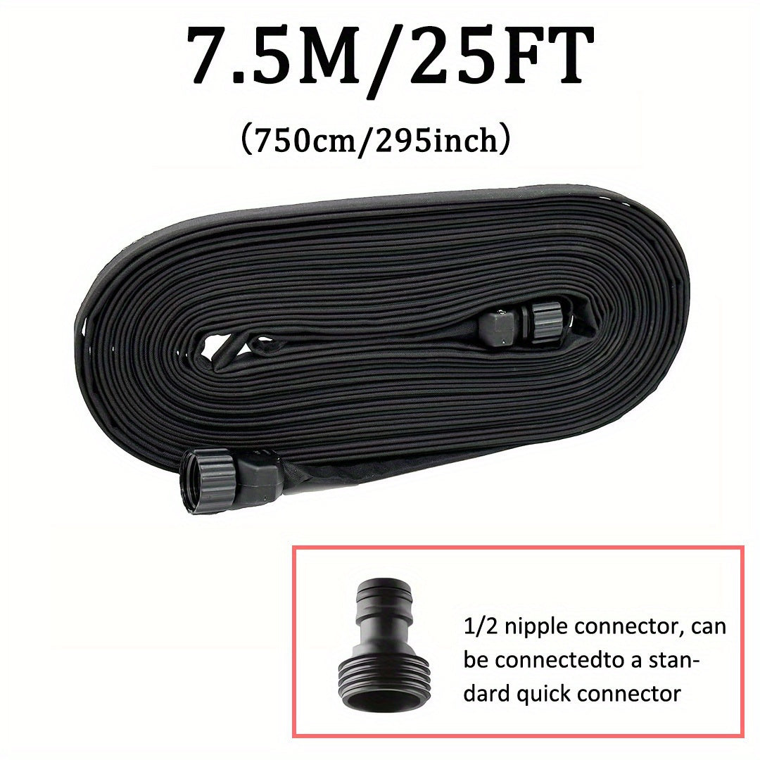 Устойчивый резиновый шланг для полива с соединителем 1/2 дюйма для садовых грядок, полива фундаментов и орошения газонов.
