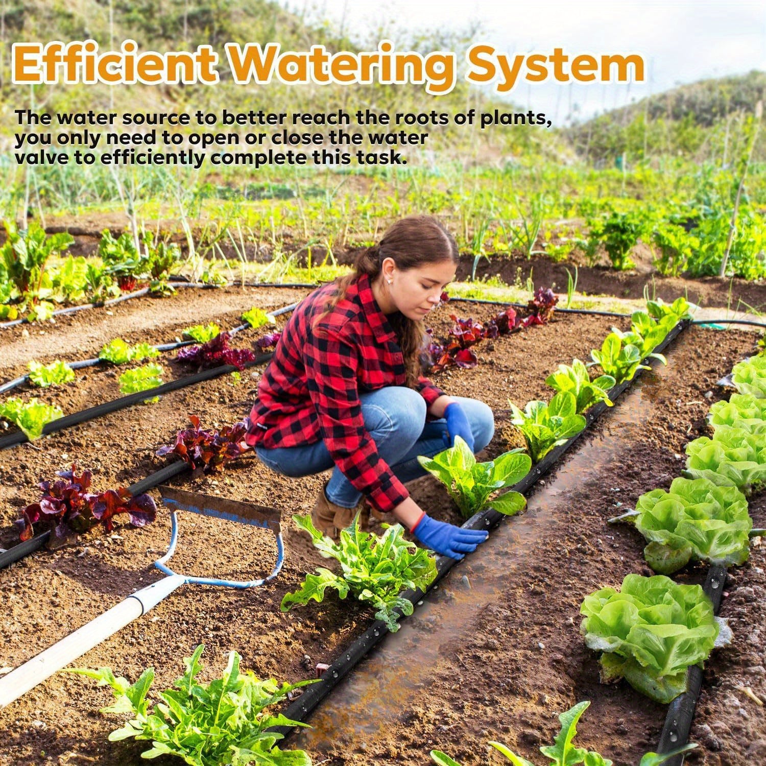 Устойчивый резиновый шланг для полива с соединителем 1/2 дюйма для садовых грядок, полива фундаментов и орошения газонов.