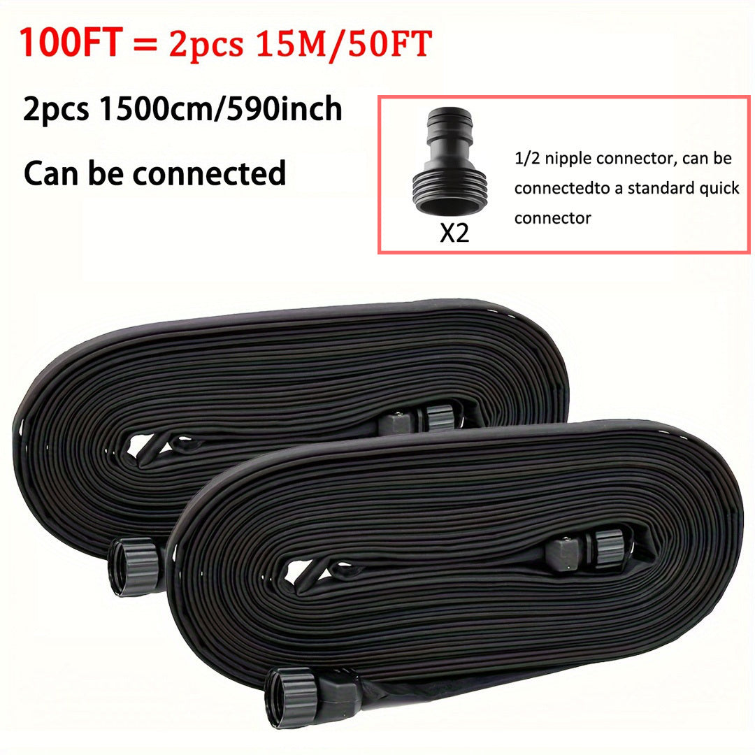 Устойчивый резиновый шланг для полива с соединителем 1/2 дюйма для садовых грядок, полива фундаментов и орошения газонов.