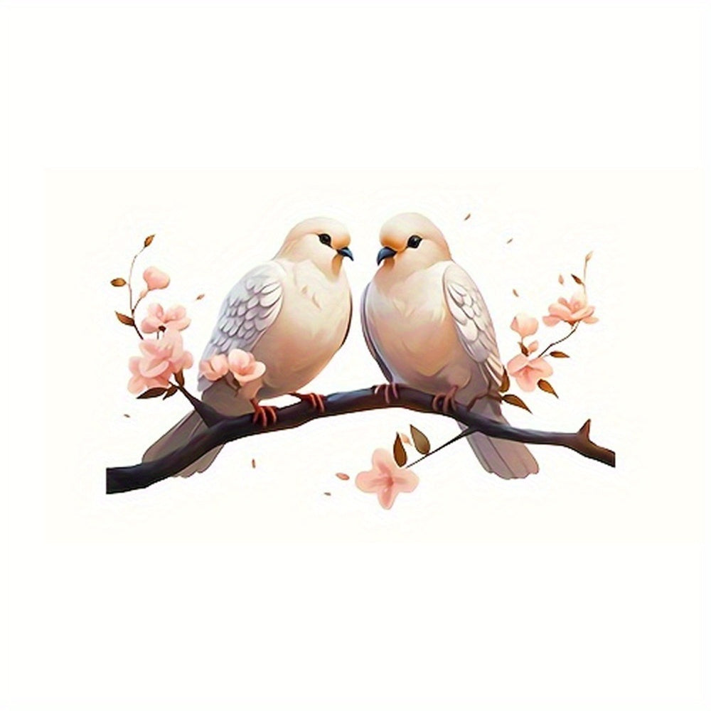 White Bird and Flower Branch Window Clings Decor for Bedrooms and Living Rooms