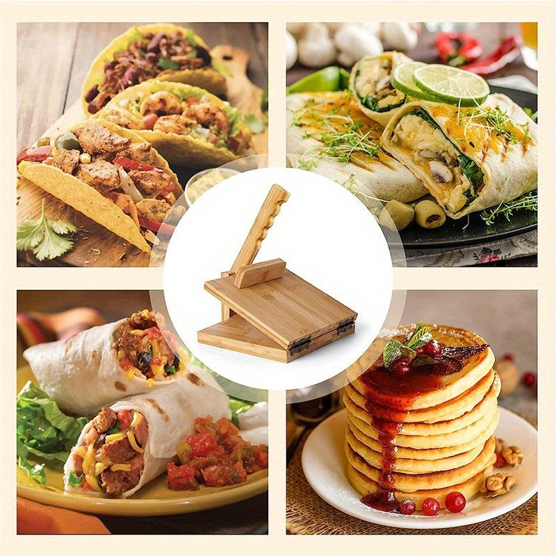 Manual Bamboo Tortilla Press and Rolling Pin for Tacos and Pancakes