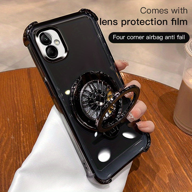 Galaxy A03-A55 va A73 seriyali mobil telefon qopqog'i uchun to'rt burchakli tushishdan himoya qiluvchi aylanuvchi gyro elektroplitalangan tutqich.