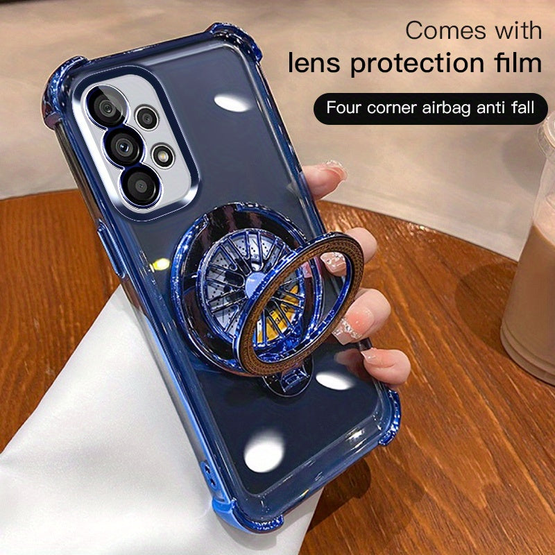 Galaxy A03-A55 va A73 seriyali mobil telefon qopqog'i uchun to'rt burchakli tushishdan himoya qiluvchi aylanuvchi gyro elektroplitalangan tutqich.