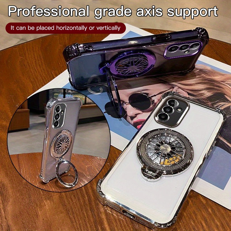Rotating Gyro Electroplated Phone Case with Four-Corner Anti-Fall Protection for Galaxy A Series