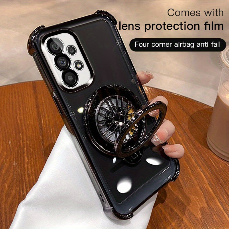 Galaxy A03-A55 va A73 seriyali mobil telefon qopqog'i uchun to'rt burchakli tushishdan himoya qiluvchi aylanuvchi gyro elektroplitalangan tutqich.