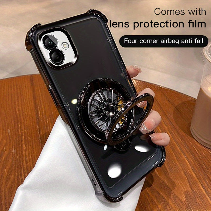 Galaxy A03-A55 va A73 seriyali mobil telefon qopqog'i uchun to'rt burchakli tushishdan himoya qiluvchi aylanuvchi gyro elektroplitalangan tutqich.