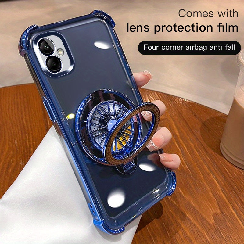 Galaxy A03-A55 va A73 seriyali mobil telefon qopqog'i uchun to'rt burchakli tushishdan himoya qiluvchi aylanuvchi gyro elektroplitalangan tutqich.