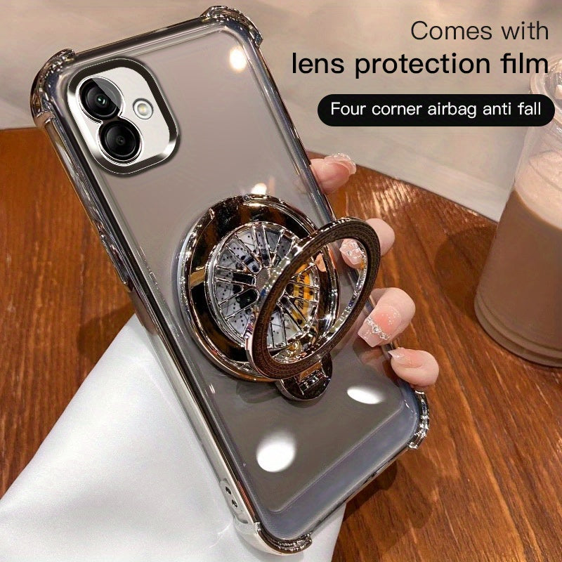 Galaxy A03-A55 va A73 seriyali mobil telefon qopqog'i uchun to'rt burchakli tushishdan himoya qiluvchi aylanuvchi gyro elektroplitalangan tutqich.