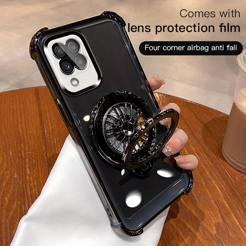 Galaxy A03-A55 va A73 seriyali mobil telefon qopqog'i uchun to'rt burchakli tushishdan himoya qiluvchi aylanuvchi gyro elektroplitalangan tutqich.