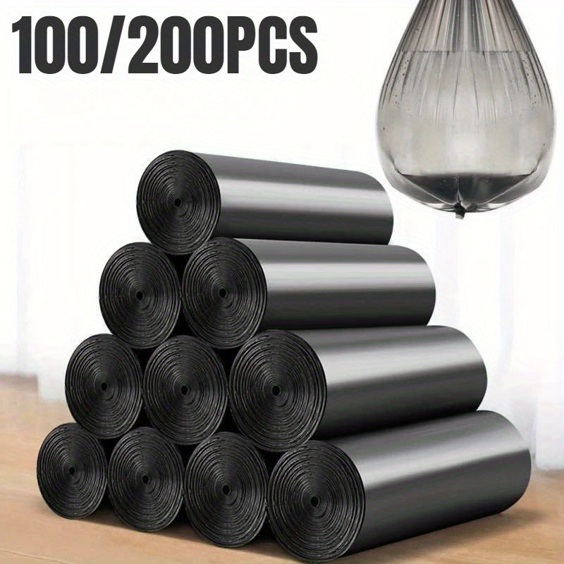 Qora bir martalik axlat sumkasi, 100/200 ta paket, uy, oshxona, hammom, lager, avtomobil uchun