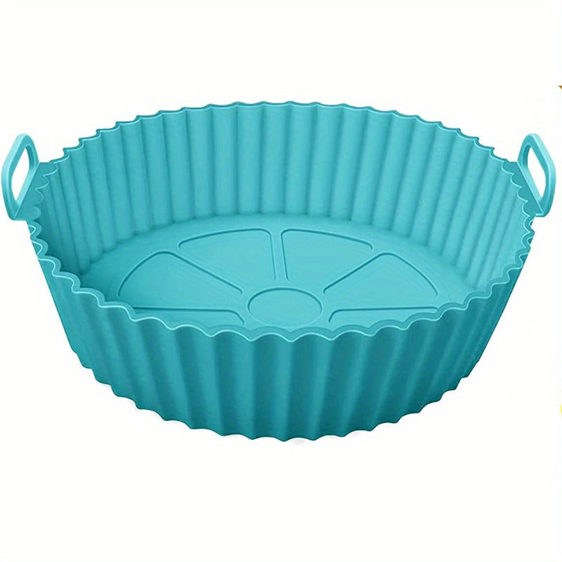 8-Inch Silicone Air Fryer Pan with Collapsible Design and High-Temperature Baking Liner