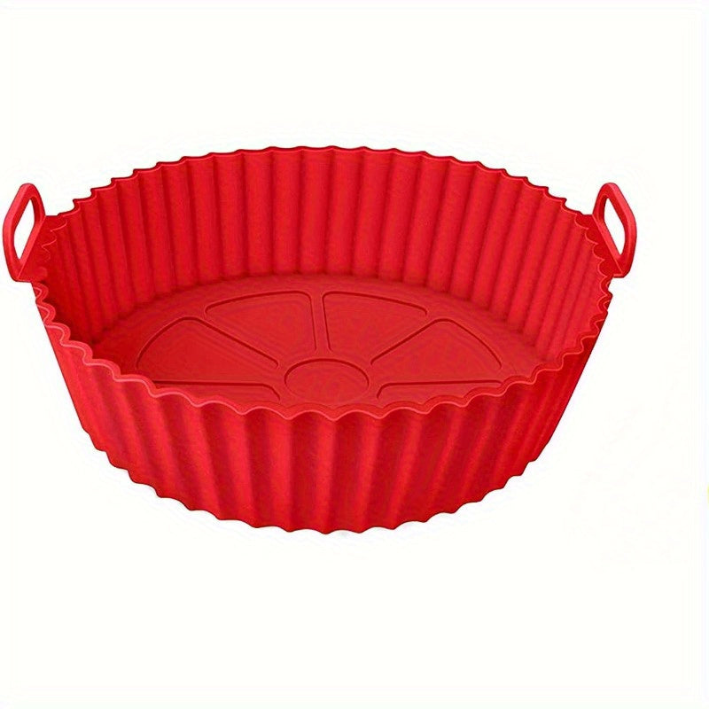 8-Inch Silicone Air Fryer Pan with Collapsible Design and High-Temperature Baking Liner
