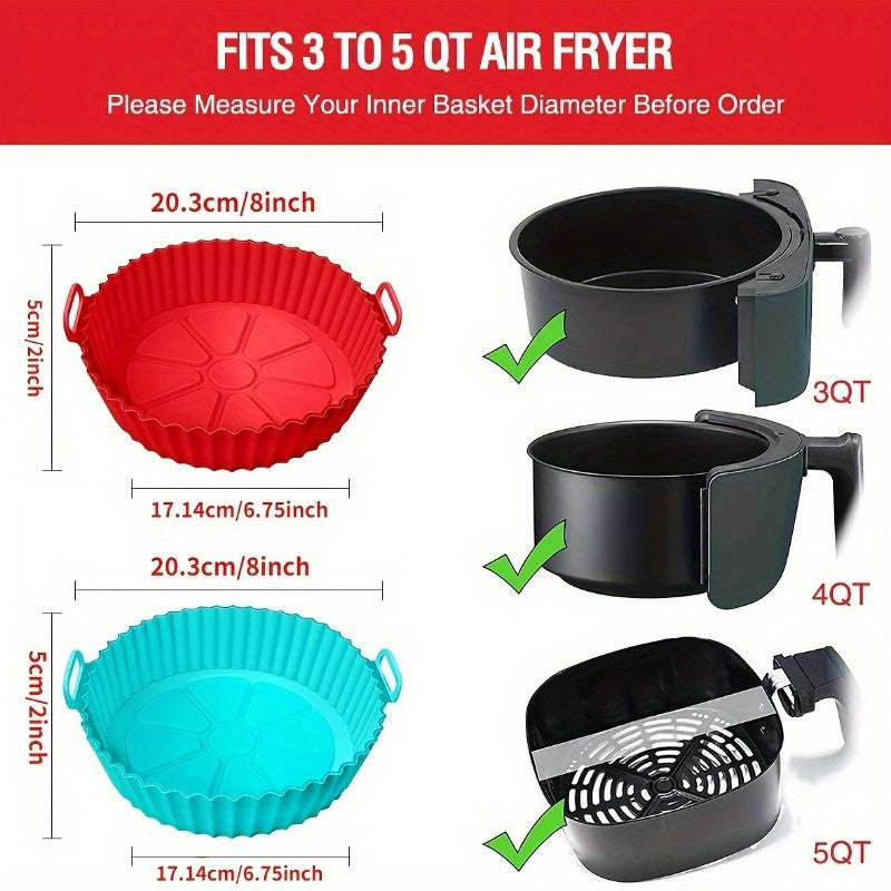8-Inch Reusable Silicone Air Fryer Liner Non-Stick Heat-Resistant for 3-7 QT Models