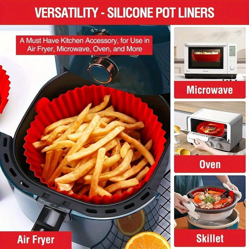 8-Inch Reusable Silicone Air Fryer Liner Non-Stick Heat-Resistant for 3-7 QT Models