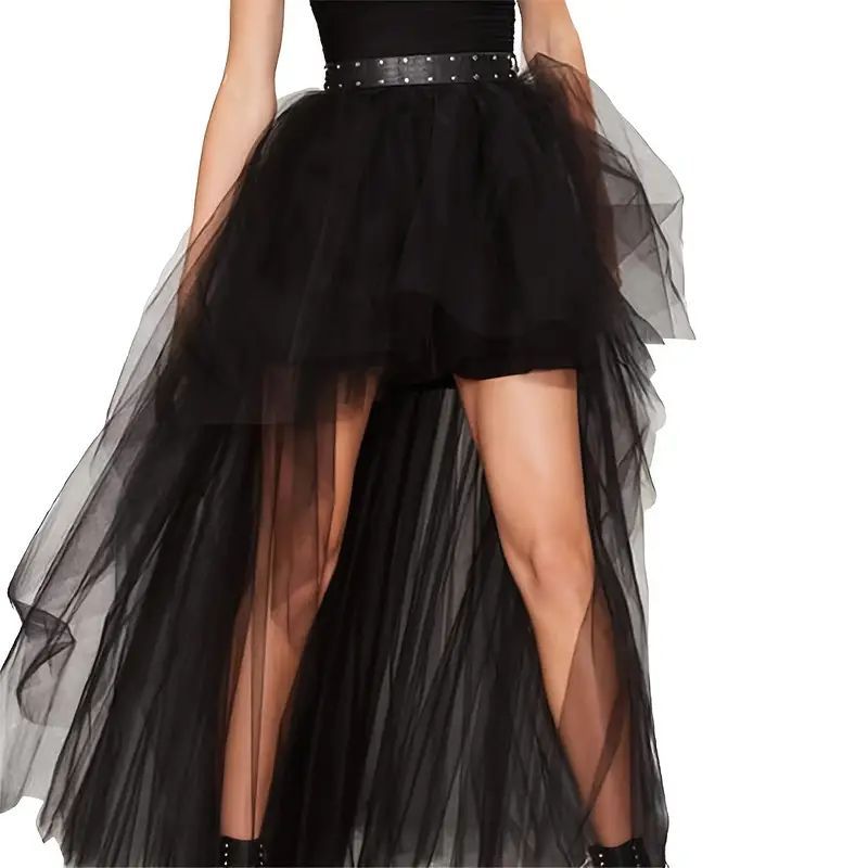 Plus Size Sheer Mesh Tulle Tutu Skirt Gothic Style for Weddings Parties Performances