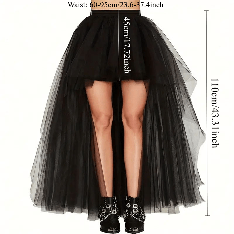 Plus Size Sheer Mesh Tulle Tutu Skirt Gothic Style for Weddings Parties Performances
