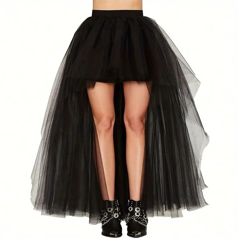 Plus Size Sheer Mesh Tulle Tutu Skirt Gothic Style for Weddings Parties Performances