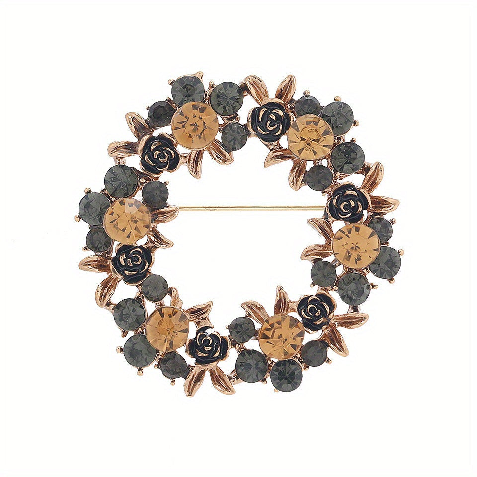 Vintage-Inspired Crystal Brooch Pin with Rhinestone Accents for Dresses and Sweaters