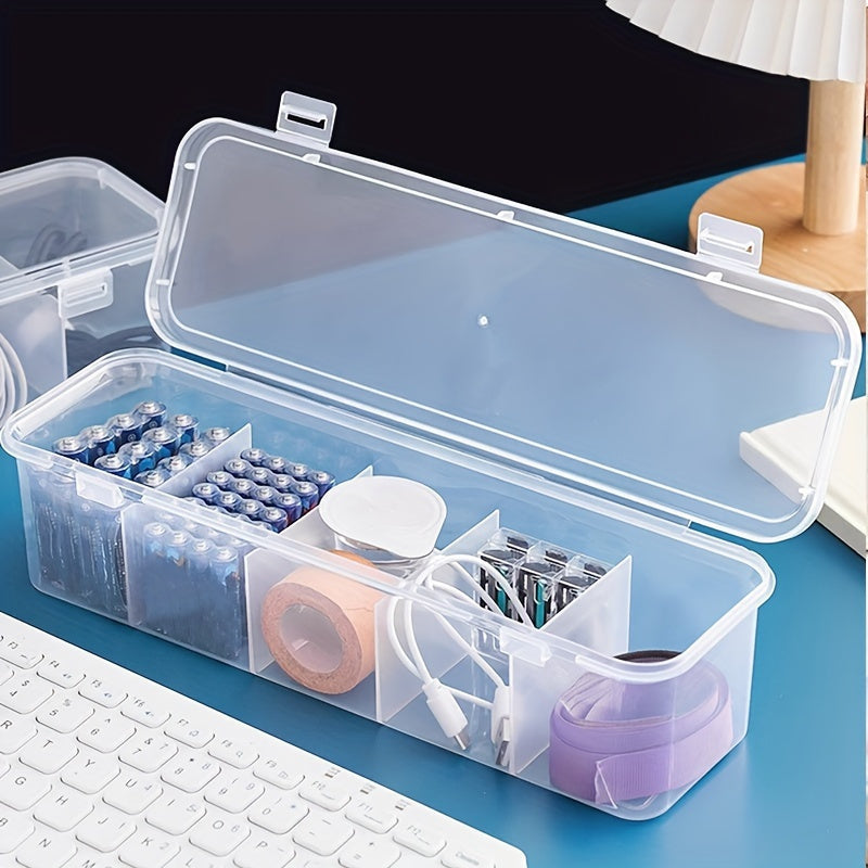 Clear Plastic Desk Organizer with Multiple Compartments for Home Office Storage