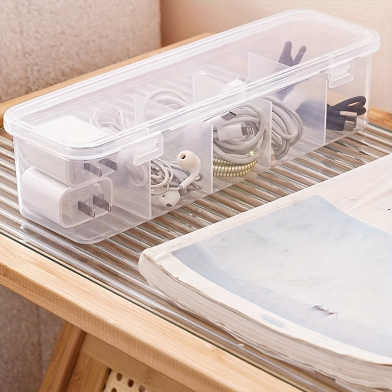 Clear Plastic Desk Organizer with Multiple Compartments for Home Office Storage