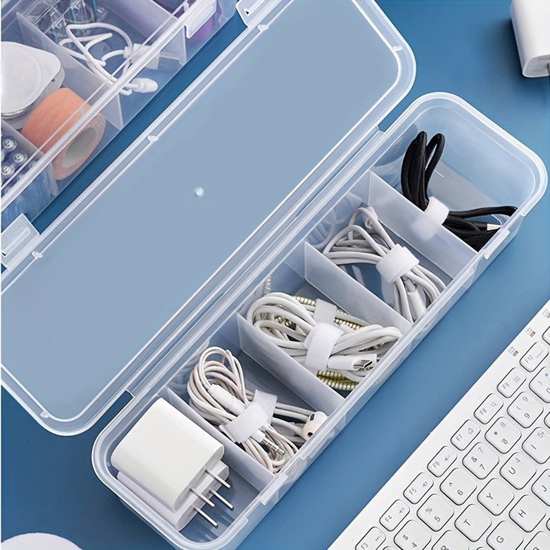 Clear Plastic Desk Organizer with Multiple Compartments for Home Office Storage