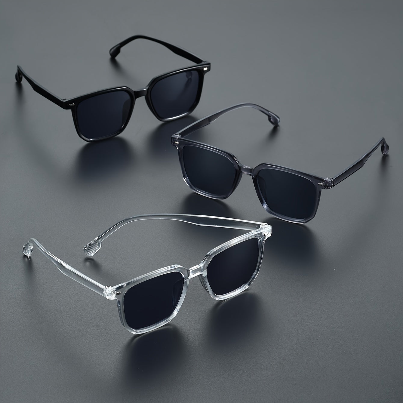 3-to'plam Vintage to'liq ramkali ko'zoynaklar, polikarbonat ramka va anti-refleks linzalar bilan, erkaklar uchun