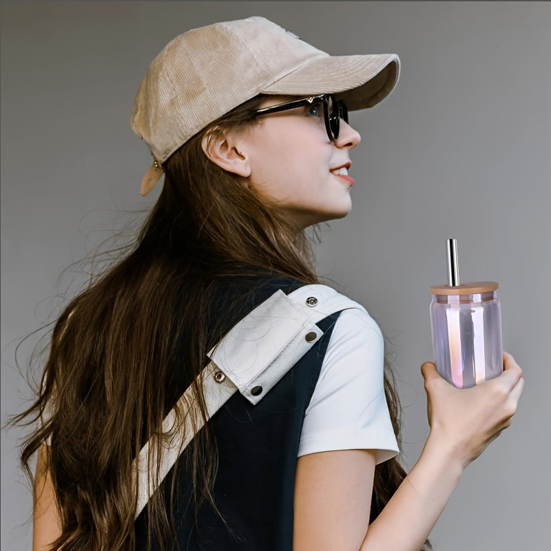 Set of 4 18.6oz Gradient Color Mason Jar Cups with Bamboo Lids Glass Straws and Cleaning Brush