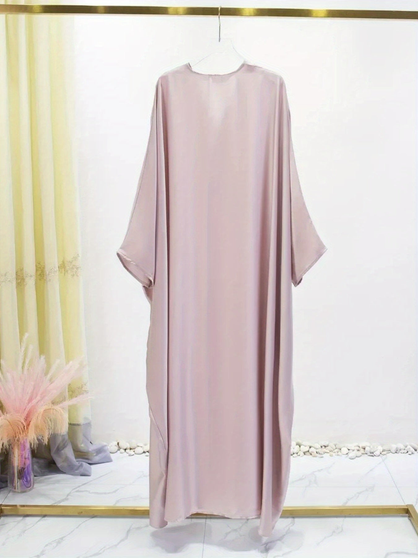 Women's Plus Size Loose Fit Kaftan Abaya Solid Color Batwing Sleeves