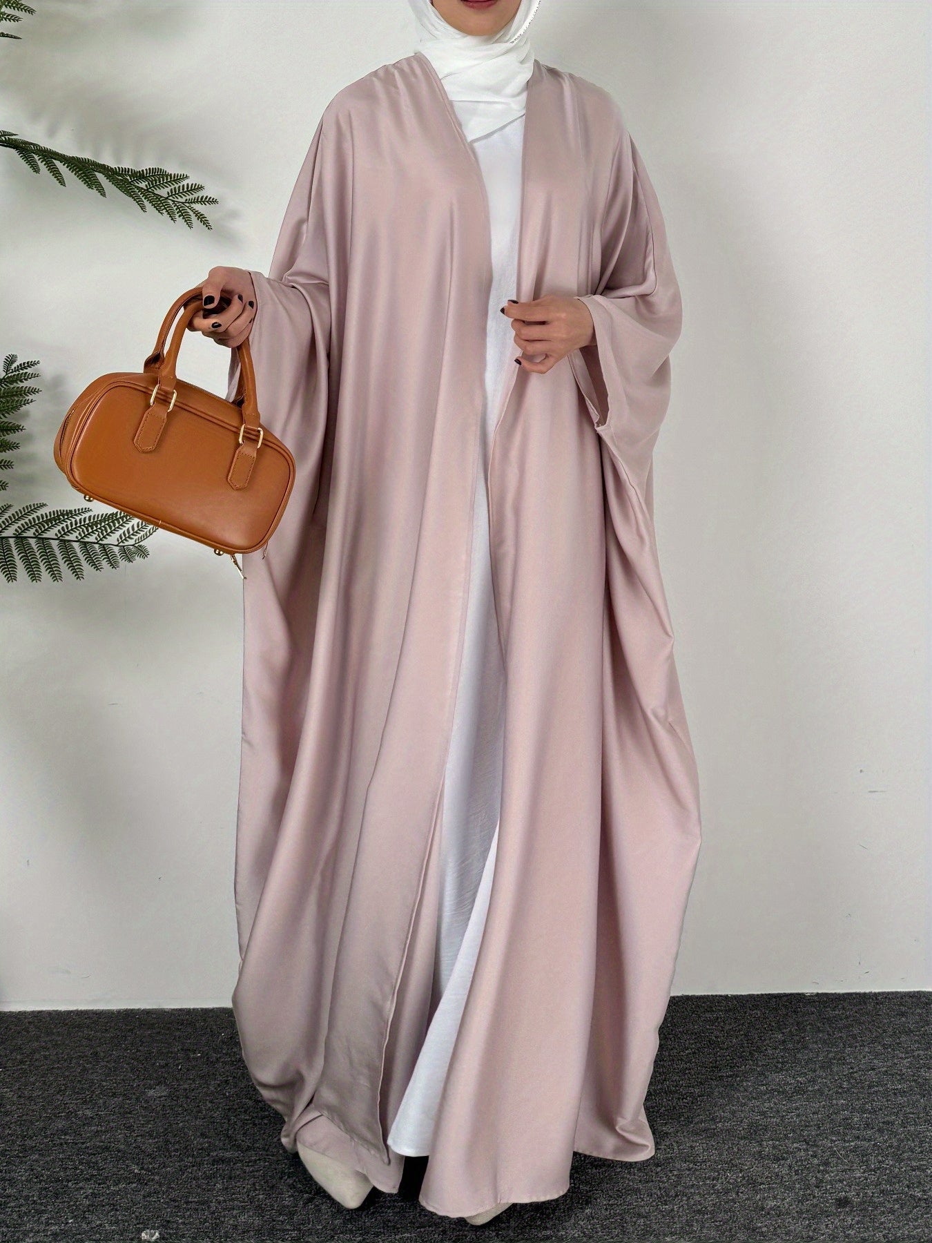 Women's Plus Size Loose Fit Kaftan Abaya Solid Color Batwing Sleeves