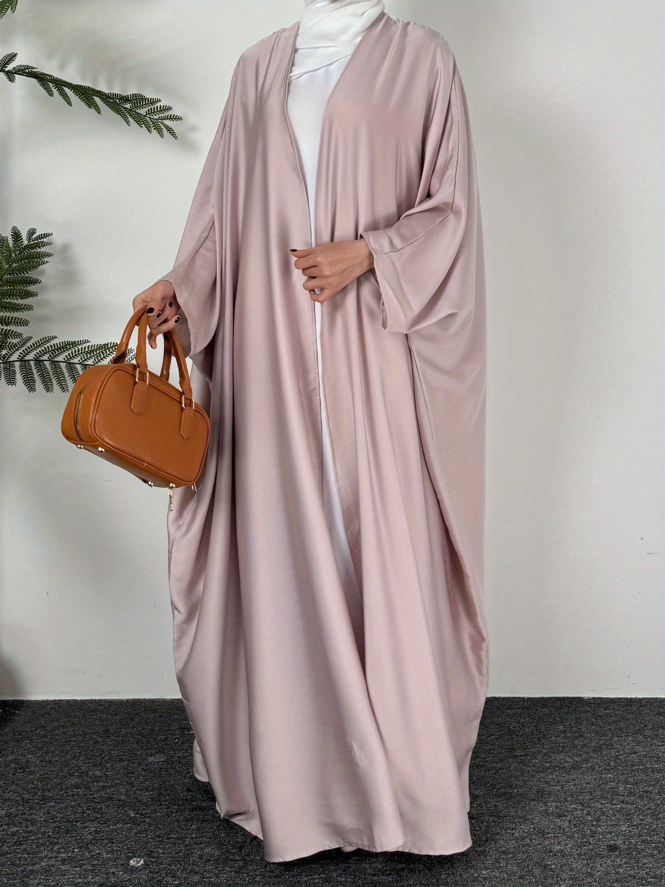 Women's Plus Size Loose Fit Kaftan Abaya Solid Color Batwing Sleeves