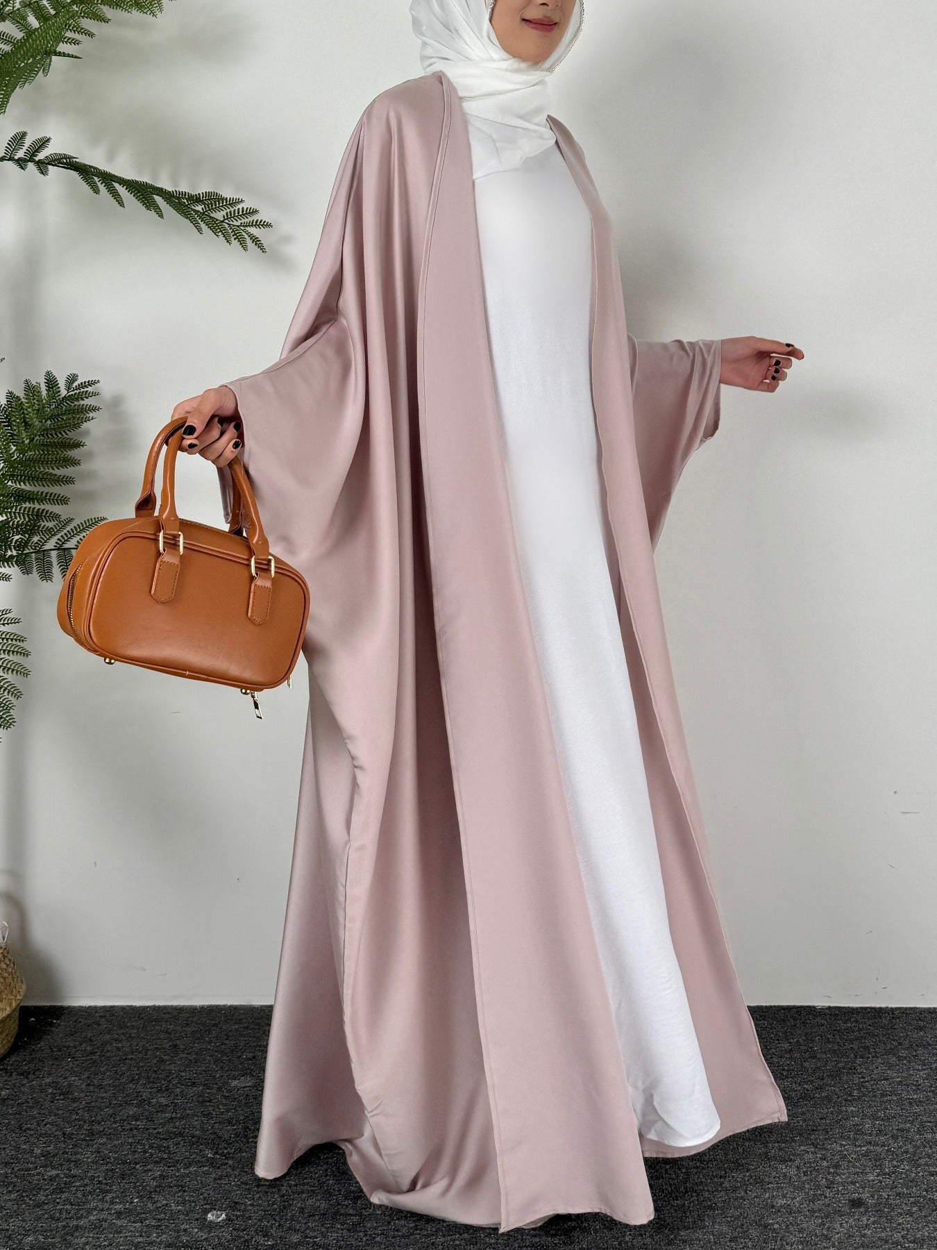 Women's Plus Size Loose Fit Kaftan Abaya Solid Color Batwing Sleeves