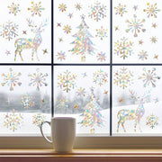 Christmas Window Clings Prismatic Vinyl Snowflakes Reindeer Trees Holiday Decor