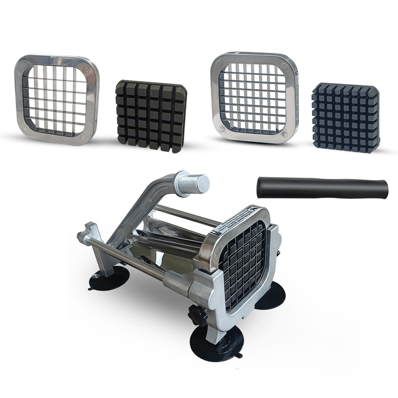 Stainless Steel Manual Potato Cutter with 1/2" and 3/8" Blades for Vegetables