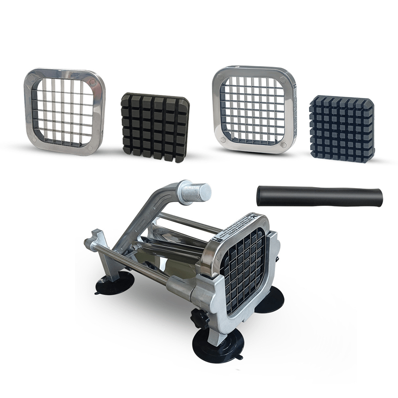 Stainless Steel Manual Potato Cutter with 1/2" and 3/8" Blades for Vegetables