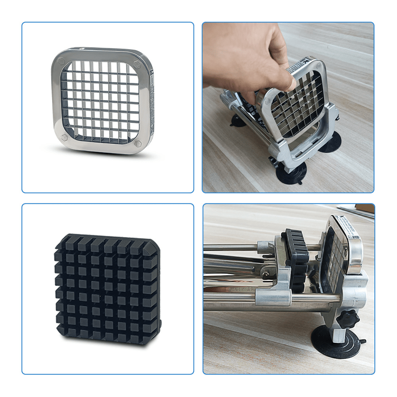 Stainless Steel Manual Potato Cutter with 1/2" and 3/8" Blades for Vegetables