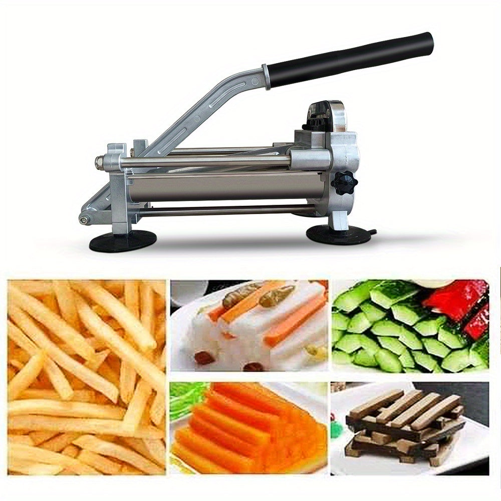 Stainless Steel Manual Potato Cutter with 1/2" and 3/8" Blades for Vegetables