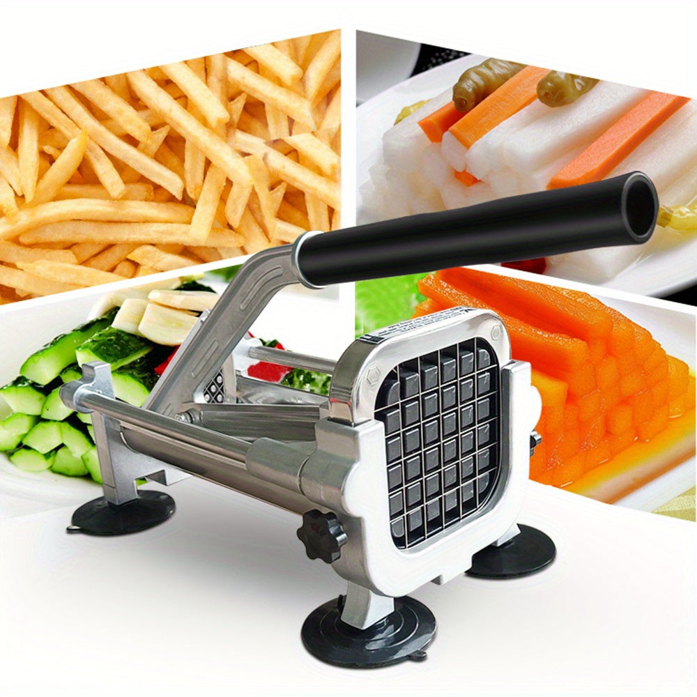 Stainless Steel Manual Potato Cutter with 1/2" and 3/8" Blades for Vegetables