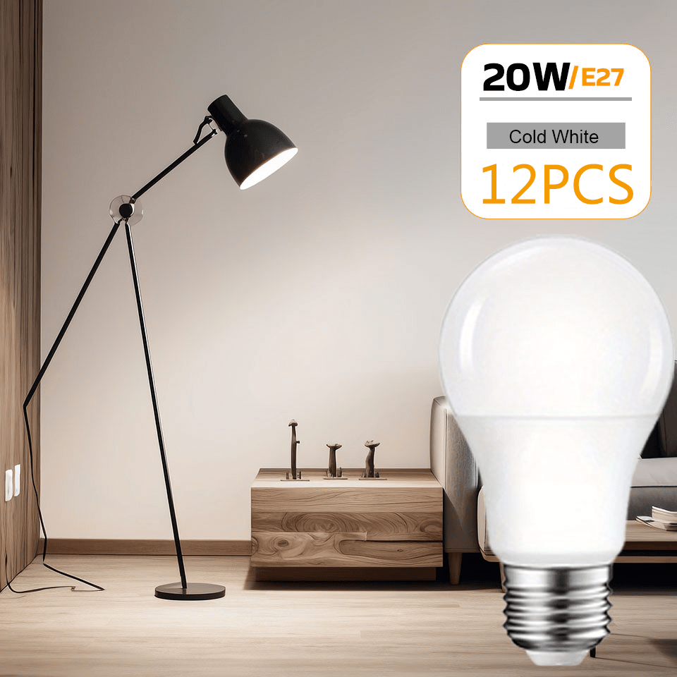 20W E27 LED Bulbs Pack of 12 Spherical Non-Flicker Energy Efficient Indoor Household Light Bulbs