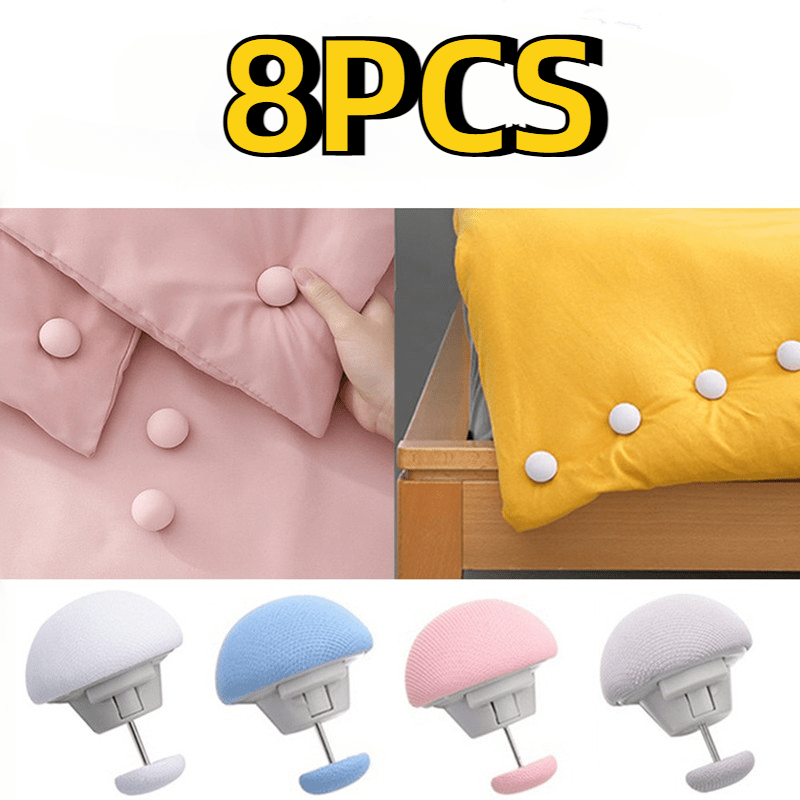 Set of 8 Mushroom Shaped Bed Sheet Grippers for Secure Mattress and Bedding