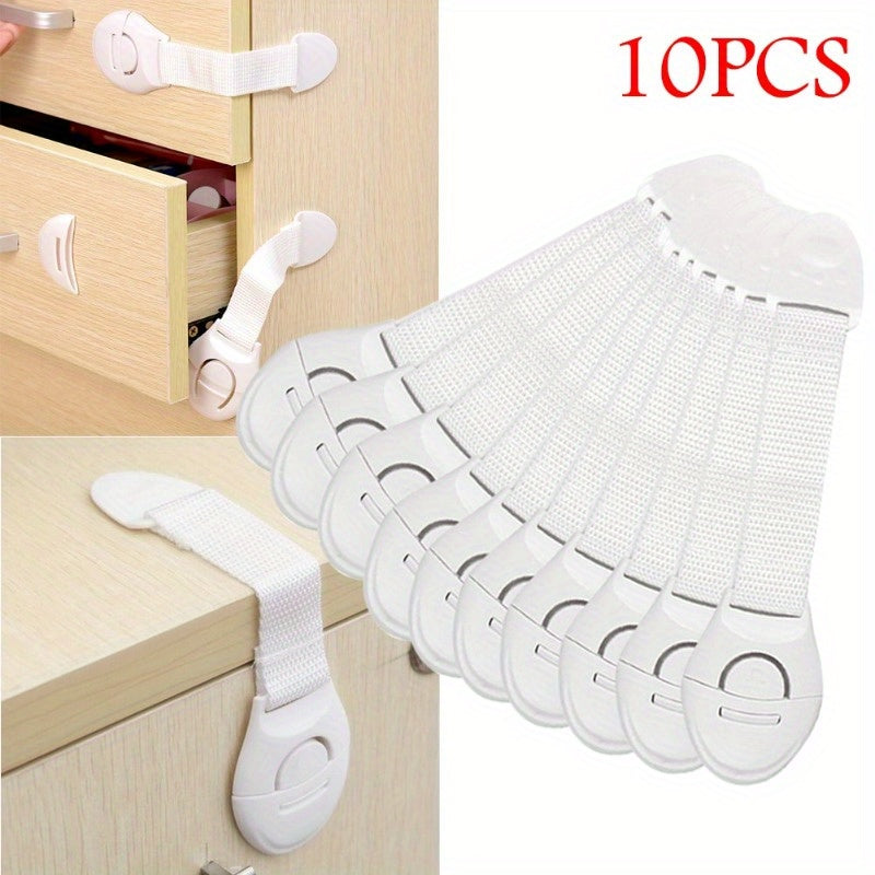 10-Pack White Plastic Child Safety Cabinet Locks Easy Install No Assembly