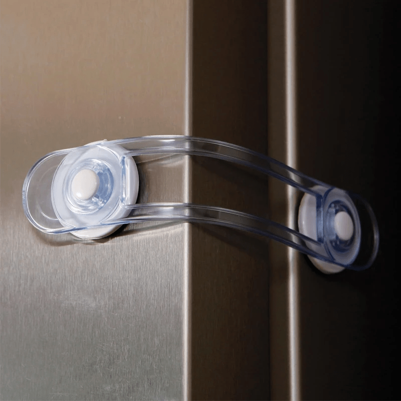 Set of 4 Child Safety Locks with Transparent Anti-Opening Soft Straps for Drawers and Refrigerators