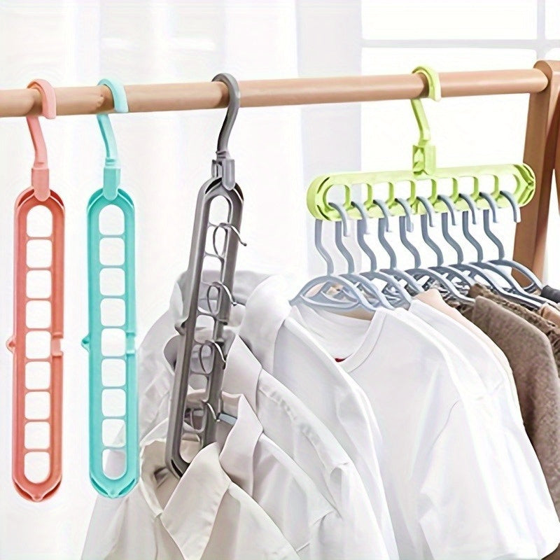Colorful Foldable Plastic Storage Hangers with 9 Holes for Closet Organization