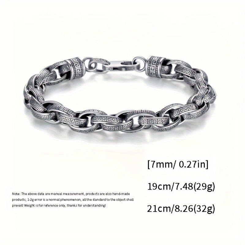 Sterling Silver Bracelet Retro Hip-Hop Style for Everyday Wear and Festivals