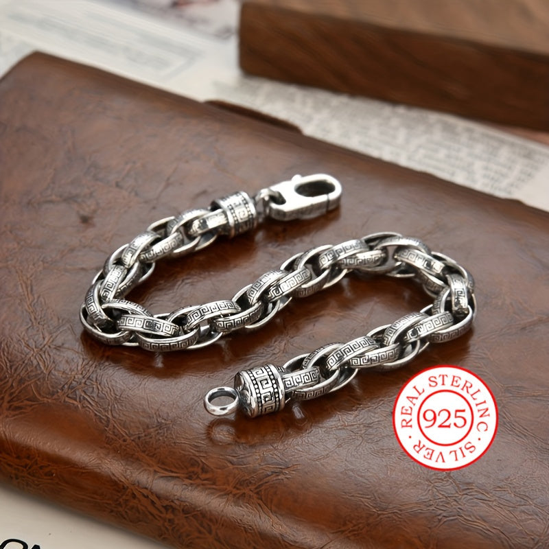 Sterling Silver Bracelet Retro Hip-Hop Style for Everyday Wear and Festivals