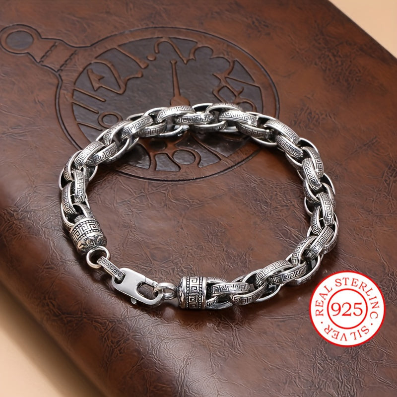 Sterling Silver Bracelet Retro Hip-Hop Style for Everyday Wear and Festivals