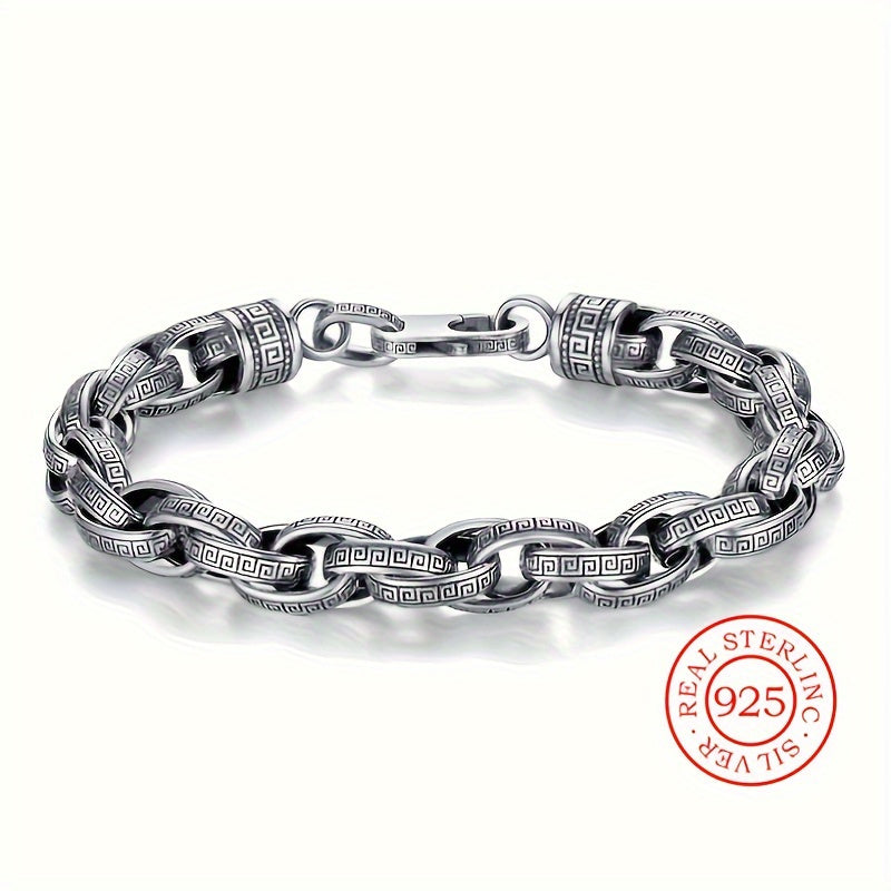 Sterling Silver Bracelet Retro Hip-Hop Style for Everyday Wear and Festivals