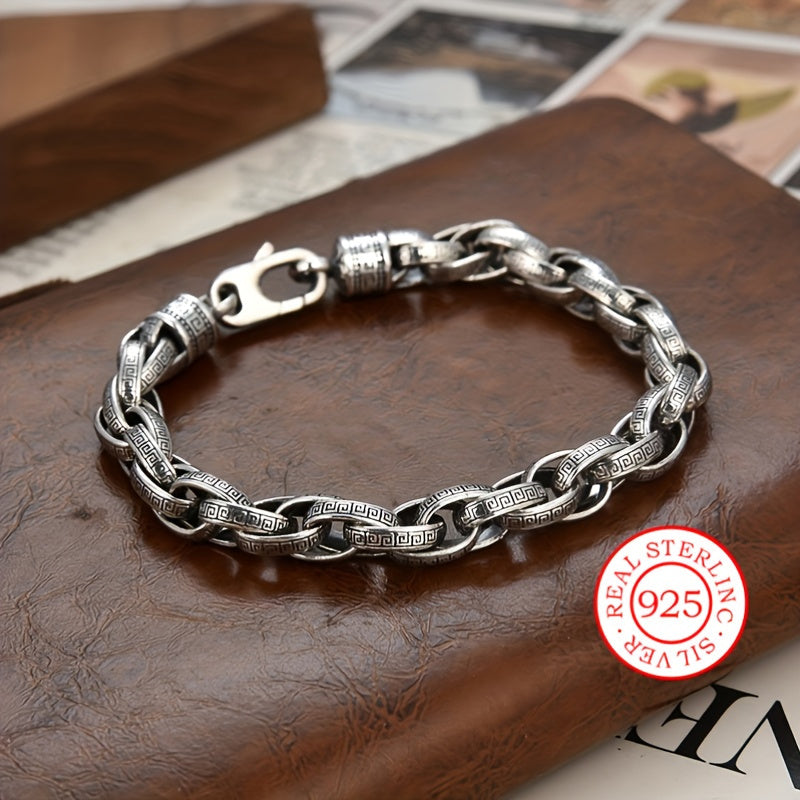 Sterling Silver Bracelet Retro Hip-Hop Style for Everyday Wear and Festivals